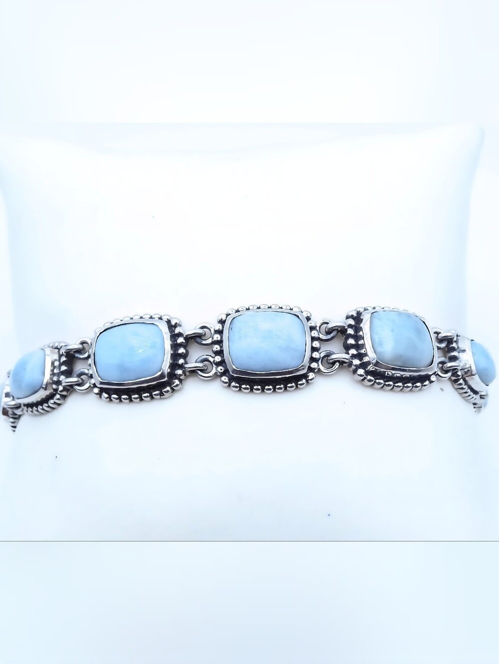 D'Joy Artisan Natural Larimar 925 Sterling Silver Toggle Bracelet 7 Inch EUC